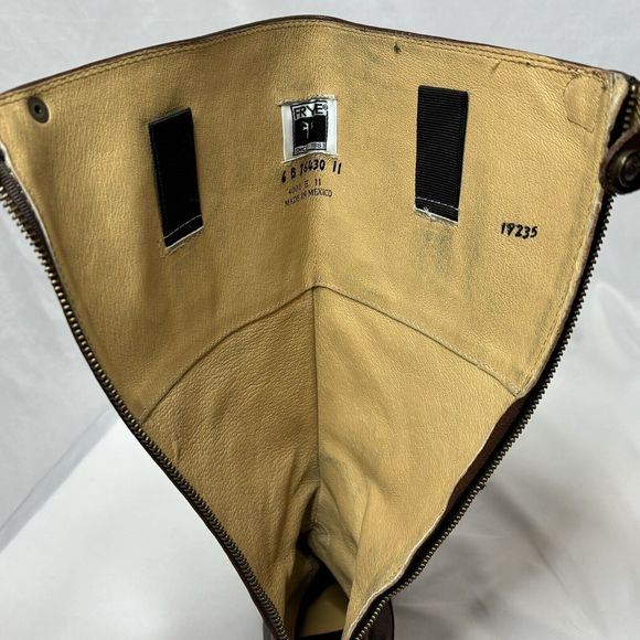 Frye Melissa Riding Moto Boots 6B Brown Leather Button Back Zip Tall Western - Picture 14 of 16